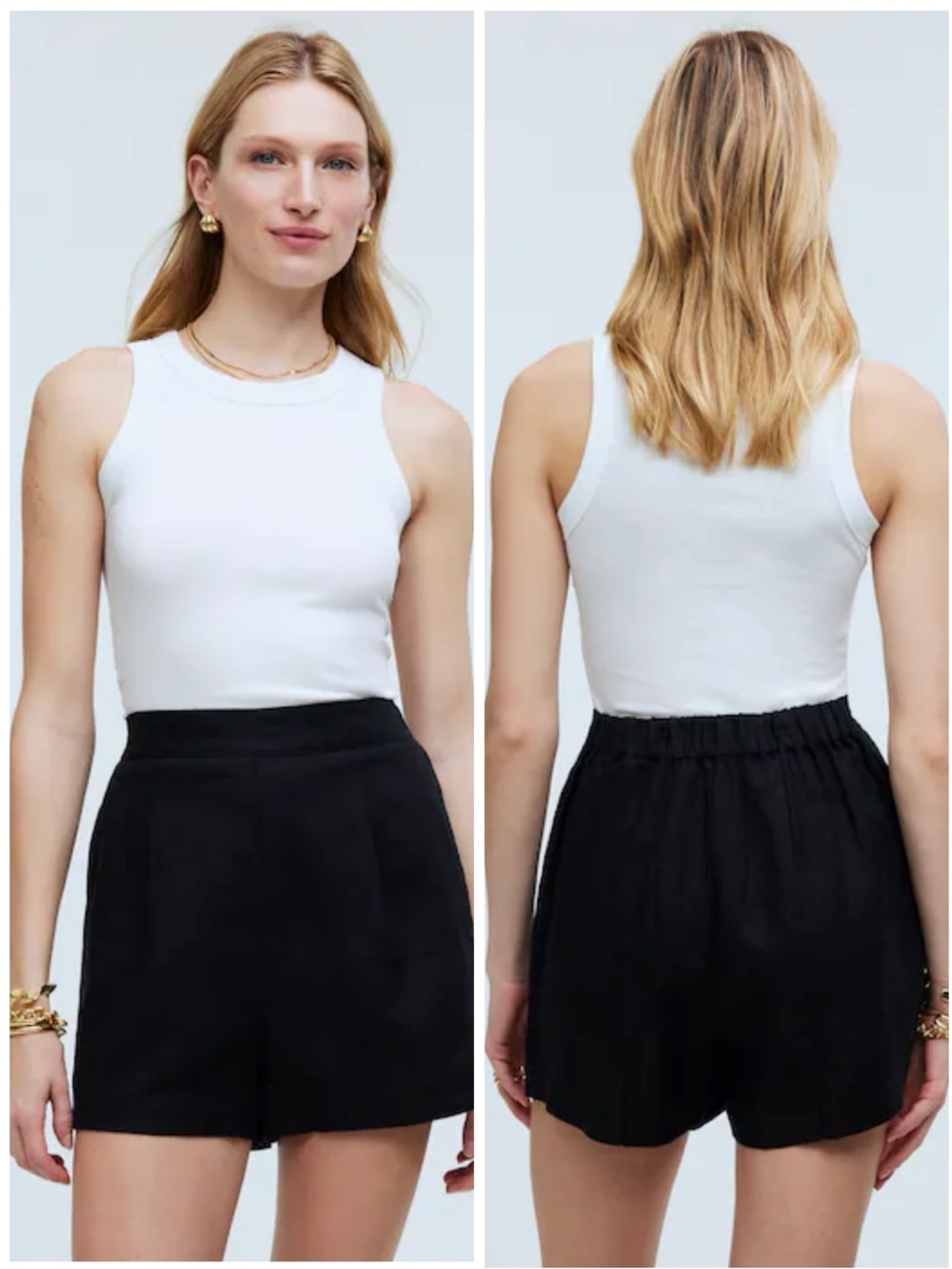 MADEWELL Women’s Size XXL Black Clean Pull-On Shorts 100% Linen NO929